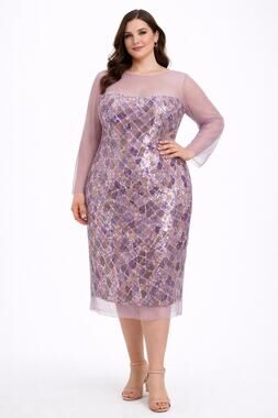 Eloquii 2010s Lavender Purple Sequin Mesh Overlay Cocktail Dress NWT Size 16